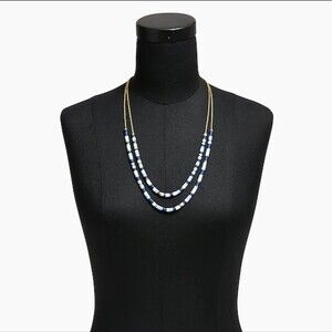 NWT J. Crew Two Layer Chevron Blue Beaded Necklace